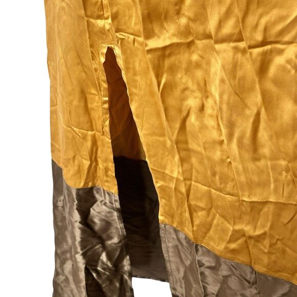 NWT Anthropologie Silk Maxi Dress Sz 8 Color blocked satin halter cut out - Picture 9 of 13